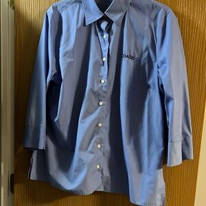 Lands' End Blue Button Down Shirt Classic with Chase bank logo